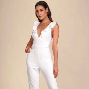 Lulus Leilani White Ruffled Jumpsuit